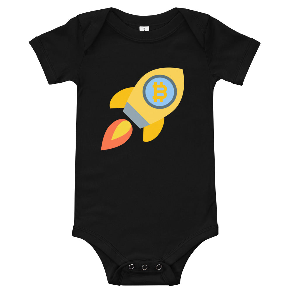 Crypto Meme Bitcoin Rocket - Baby short sleeve one piece