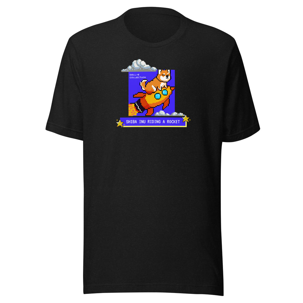 Shiba Inu Riding A Rocket - DALL-E Collection - Unisex t-shirt